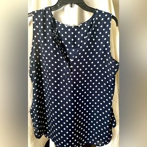 Violet + Claire women’s navy blue polka dot blouse L